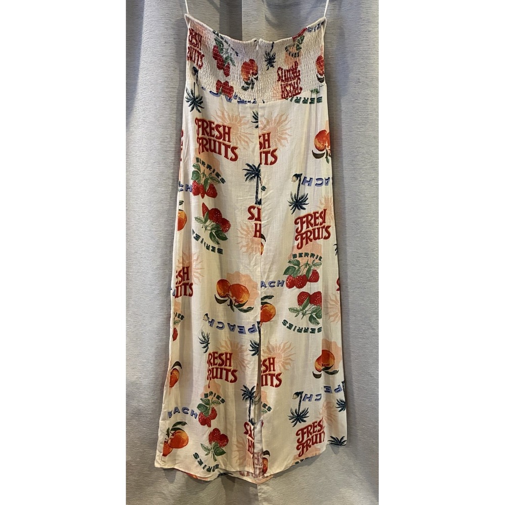 Paper Heart Anthropologie Fresh Fruits Berries Peaches Linen Blend Maxi Dress XL - Picture 3 of 5